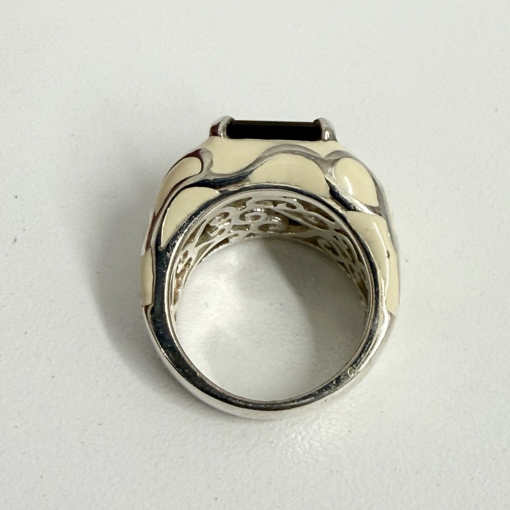 Michelle Albala Sterling Enamel & Smoky Topaz Ring Weighs 11 Grams Size 6 - Picture 8 of 14